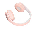 Bluetooth Headset Noise Reduction Foldable Over Ear Wireless Headphone with Colorful Light for Phone Laptop Pink