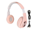 Bluetooth Headset Noise Reduction Foldable Over Ear Wireless Headphone with Colorful Light for Phone Laptop Pink