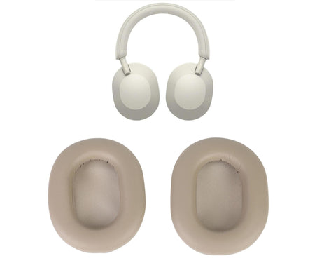 Headphone Ear Pads Protein Leather Noise Insulation Memory Foam Sponge Cushions for WH 1000XM5 Wireless Headset Platinum Silver