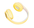 Bluetooth Headset Noise Reduction Foldable Over Ear Wireless Headphone with Colorful Light for Phone Laptop Yellow