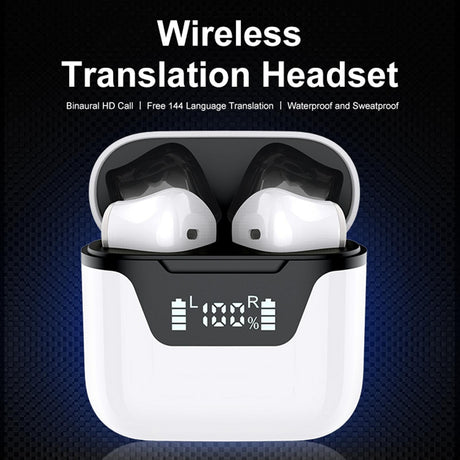 Language Translator Earbuds Bluetooth Support 144 Languages Translation Wireless Translator Earphone White