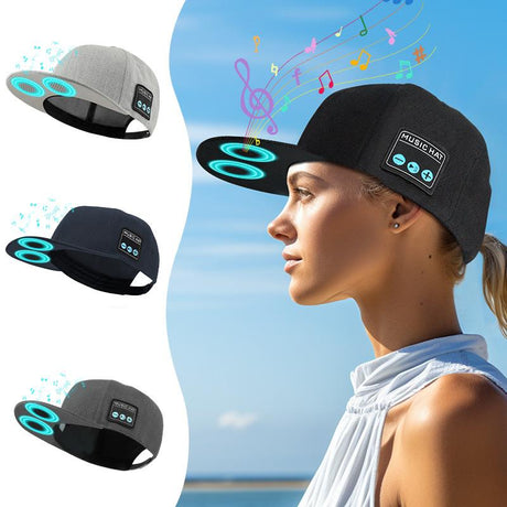 Light Gray Wireless Bluetooth Hat - Sports Cap with Dual Speakers, Bluetooth 5.4,Outdoor Music Hat for Running,Jogging,and Sports