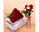 Beautiful Rose Shape Ring Box Romantic Decorative Fabric Ring Display Case Wedding Supplies - Red