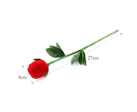 Beautiful Rose Shape Ring Box Romantic Decorative Fabric Ring Display Case Wedding Supplies - Red
