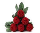Beautiful Rose Shape Ring Box Romantic Decorative Fabric Ring Display Case Wedding Supplies - Red
