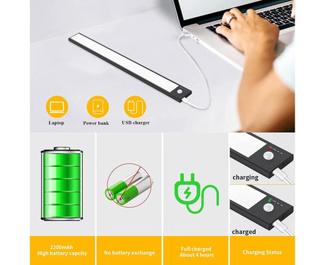 LED Closet Light with Motion Sensor, 12 Inch Dimmable Rechargeable LED Under Kitchen Cabinet Light