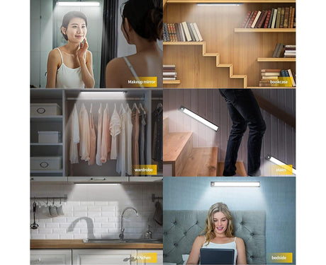 LED Closet Light with Motion Sensor, 12 Inch Dimmable Rechargeable LED Under Kitchen Cabinet Light