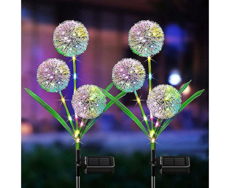 Outdoor Christmas Decorations, 2 Pack Upgraded Solar Dandelion Outdoor Lights, Waterproof Solar Christmas Garden Stake Lights Solar Christmas Pathway