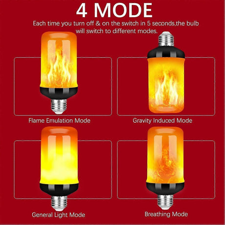2pcs LED Flame Effect Fire Light Bulb Upgraded 4 Modes Flickering Fire Christmas Decorations Lights