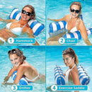 Inflatable floating bed, water hammock 4-in-1 lounge chair pool lounge air mattress pool-blue, 130*68 cm