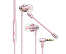 Wired Earphone Dual Microphone Stereo L-Shaped Plug for Gaming-Rose Gold