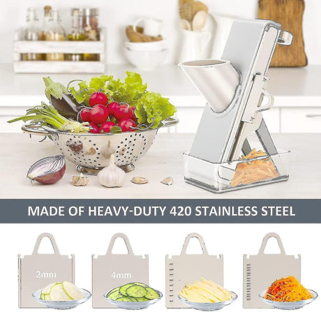 Kitchen secure Mandolin Vegetable Slicer With Adjustable Blades With Container
