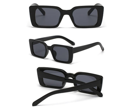 Small Rectangle Sunglasses For Women Retro Gradient Sun Glasses Female Vintage Anti Glare Shades Ladies UV400 - Hawksbill Black