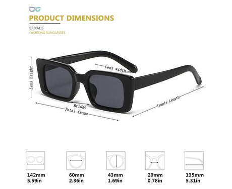 Small Rectangle Sunglasses For Women Retro Gradient Sun Glasses Female Vintage Anti Glare Shades Ladies UV400 - Hawksbill Black