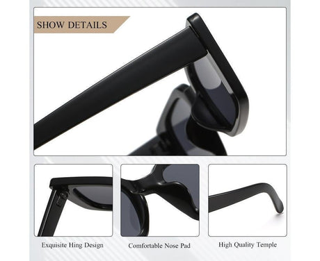 Small Rectangle Sunglasses For Women Retro Gradient Sun Glasses Female Vintage Anti Glare Shades Ladies UV400 - Hawksbill Black