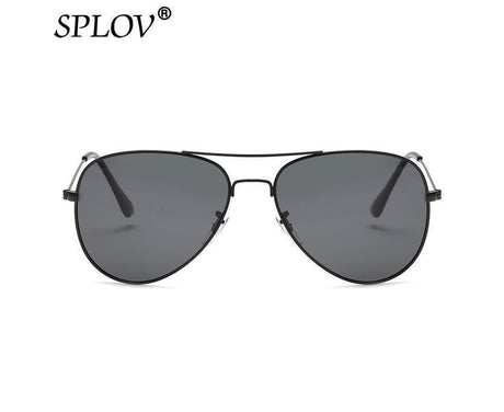 SPLOV Aviation Polarized Sunglasses Men and Women Brand Designer Pilot Sun Glasses Classic Coating Driving - Black Grey