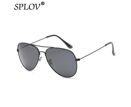 SPLOV Aviation Polarized Sunglasses Men and Women Brand Designer Pilot Sun Glasses Classic Coating Driving - Black Grey