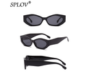 Trendy Small Cat Eye Women Sunglasses Retro Ins Popular Polygon Shades Beautiful Lady Vintage Oval Eyewear Leopard Green Grey UV400 - Orange White Grey