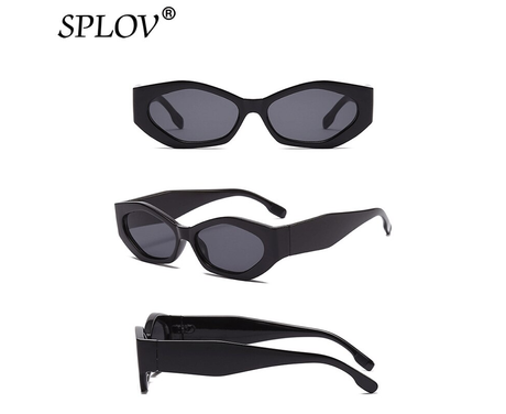 Trendy Small Cat Eye Women Sunglasses Retro Ins Popular Polygon Shades Beautiful Lady Vintage Oval Eyewear Leopard Green Grey UV400 - Orange White Grey