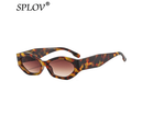 Trendy Small Cat Eye Women Sunglasses Retro Ins Popular Polygon Shades Beautiful Lady Vintage Oval Eyewear Leopard Green Grey UV400 - Orange White Grey