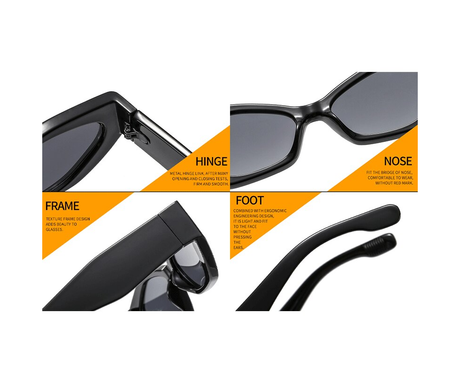 Trendy Small Cat Eye Women Sunglasses Retro Ins Popular Polygon Shades Beautiful Lady Vintage Oval Eyewear Leopard Green Grey UV400 - Orange White Grey