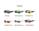 Trendy Small Cat Eye Women Sunglasses Retro Ins Popular Polygon Shades Beautiful Lady Vintage Oval Eyewear Leopard Green Grey UV400 - Orange White Grey