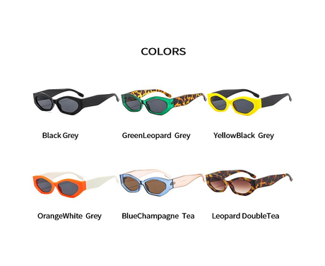 Trendy Small Cat Eye Women Sunglasses Retro Ins Popular Polygon Shades Beautiful Lady Vintage Oval Eyewear Leopard Green Grey UV400 - Orange White Grey