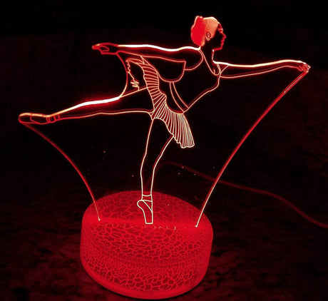 3D Ballet Night Light Led Touch Switch Decor Table Desk Optical Illusion Lamps 7 Color Changing Lights LED Table Lamp Xmas Home Love Gift
