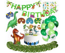 Dinosaur birthday Decoration set, happy birthday garland and large dinosaur foil balloons with cake topper