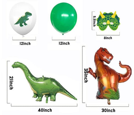 Dinosaur birthday Decoration set, happy birthday garland and large dinosaur foil balloons with cake topper