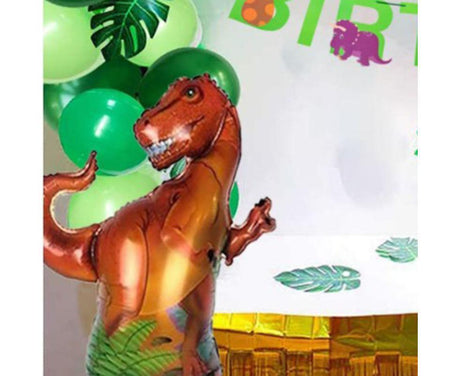 Dinosaur birthday Decoration set, happy birthday garland and large dinosaur foil balloons with cake topper