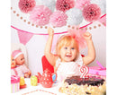 Pink Rose Gold Birthday Party Decorations Set, Rose Gold Glittery Happy Birthday Banner, Tissue Paper Pom
