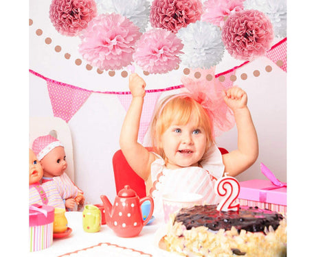 Pink Rose Gold Birthday Party Decorations Set, Rose Gold Glittery Happy Birthday Banner, Tissue Paper Pom