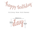 Pink Rose Gold Birthday Party Decorations Set, Rose Gold Glittery Happy Birthday Banner, Tissue Paper Pom
