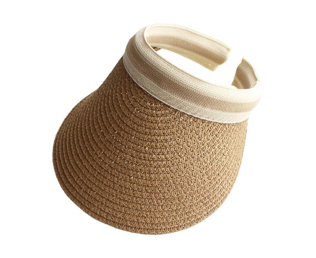 Sun Visor Hat Wide Brim Straw Cap, Khaki