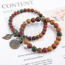 Th Bracelets For Women - Healing Crystals Bracelet Women Natural Gemstones Yoga Reiki Bangle- Set Of Double Bracelets(2 Pcs, Brown)