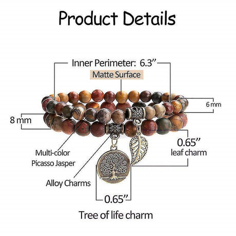 Th Bracelets For Women - Healing Crystals Bracelet Women Natural Gemstones Yoga Reiki Bangle- Set Of Double Bracelets(2 Pcs, Brown)
