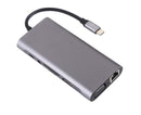 Type-c Docking Station 11 In One with Hdmi Network Card Multi-in-one Converter Usb Hub Expansion Dock for MacBook - Grey
