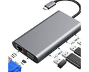 Type-c Docking Station 11 In One with Hdmi Network Card Multi-in-one Converter Usb Hub Expansion Dock for MacBook - Grey