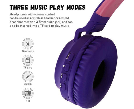 babies Bluetooth Cat Ear Headphones Foldable Stereo Wireless Headphones