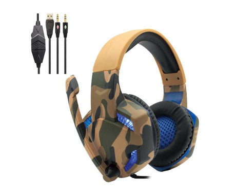 Wired Luminous Camouflage Gaming Headphone Headset for Computer Gameellow ABS