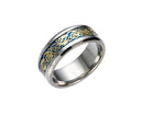 Stylish Men Titanium Steel Smooth Surface Wedding Band Finger Ring Jewelry Gift-Blue + Golden US 11