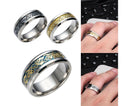 Stylish Men Titanium Steel Smooth Surface Wedding Band Finger Ring Jewelry Gift-Blue + Golden US 11