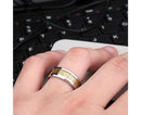 Stylish Men Titanium Steel Smooth Surface Wedding Band Finger Ring Jewelry Gift-Blue + Golden US 11