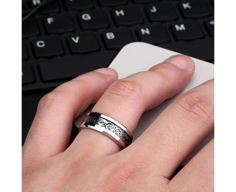 Stylish Men Titanium Steel Smooth Surface Wedding Band Finger Ring Jewelry Gift-Blue + Golden US 11