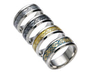 Stylish Men Titanium Steel Smooth Surface Wedding Band Finger Ring Jewelry Gift-Blue + Golden US 11
