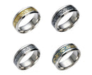 Stylish Men Titanium Steel Smooth Surface Wedding Band Finger Ring Jewelry Gift-Blue + Golden US 11