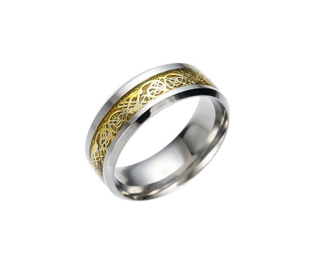 Stylish Men Titanium Steel Smooth Surface Wedding Band Finger Ring Jewelry Gift-Blue + Golden US 11