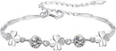 Silver Bracelet for Women,Four-Leaf Clover Bracelet Shiny Crystal Diamond Adjustable Bracelet Mother's Day Jewelry Gift Birthday Christmas Gifts for Women