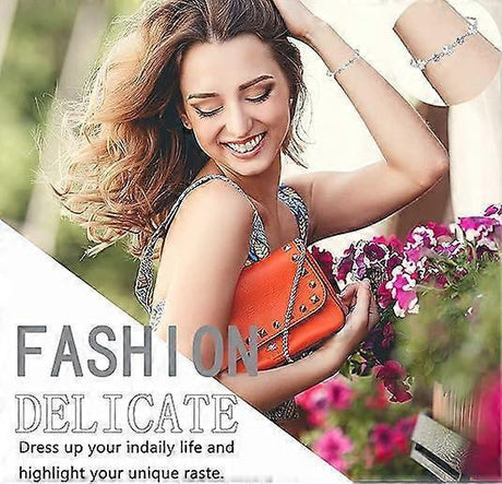 Silver Bracelet for Women,Four-Leaf Clover Bracelet Shiny Crystal Diamond Adjustable Bracelet Mother's Day Jewelry Gift Birthday Christmas Gifts for Women